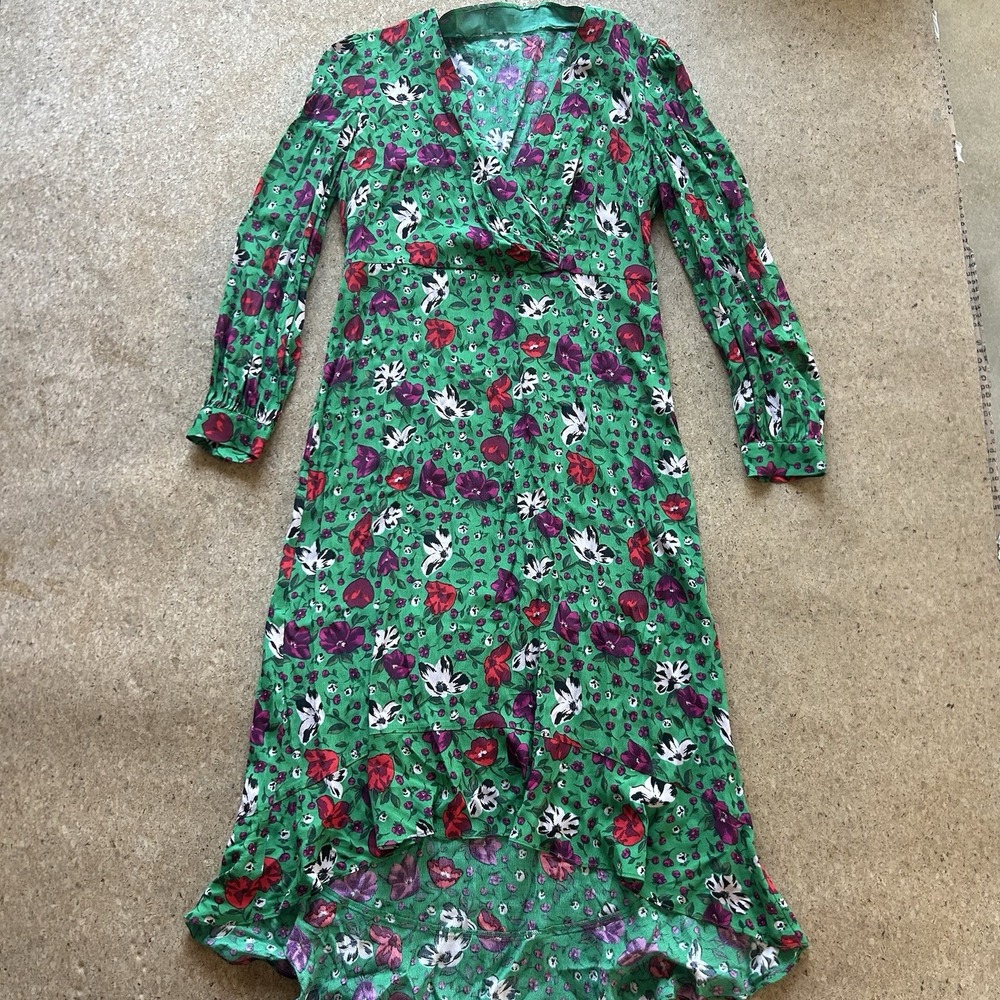 Ba&Sh Woman Paloma Wrap-Effect Floral-Print Crepe Dress Green Med Boho Hippy M